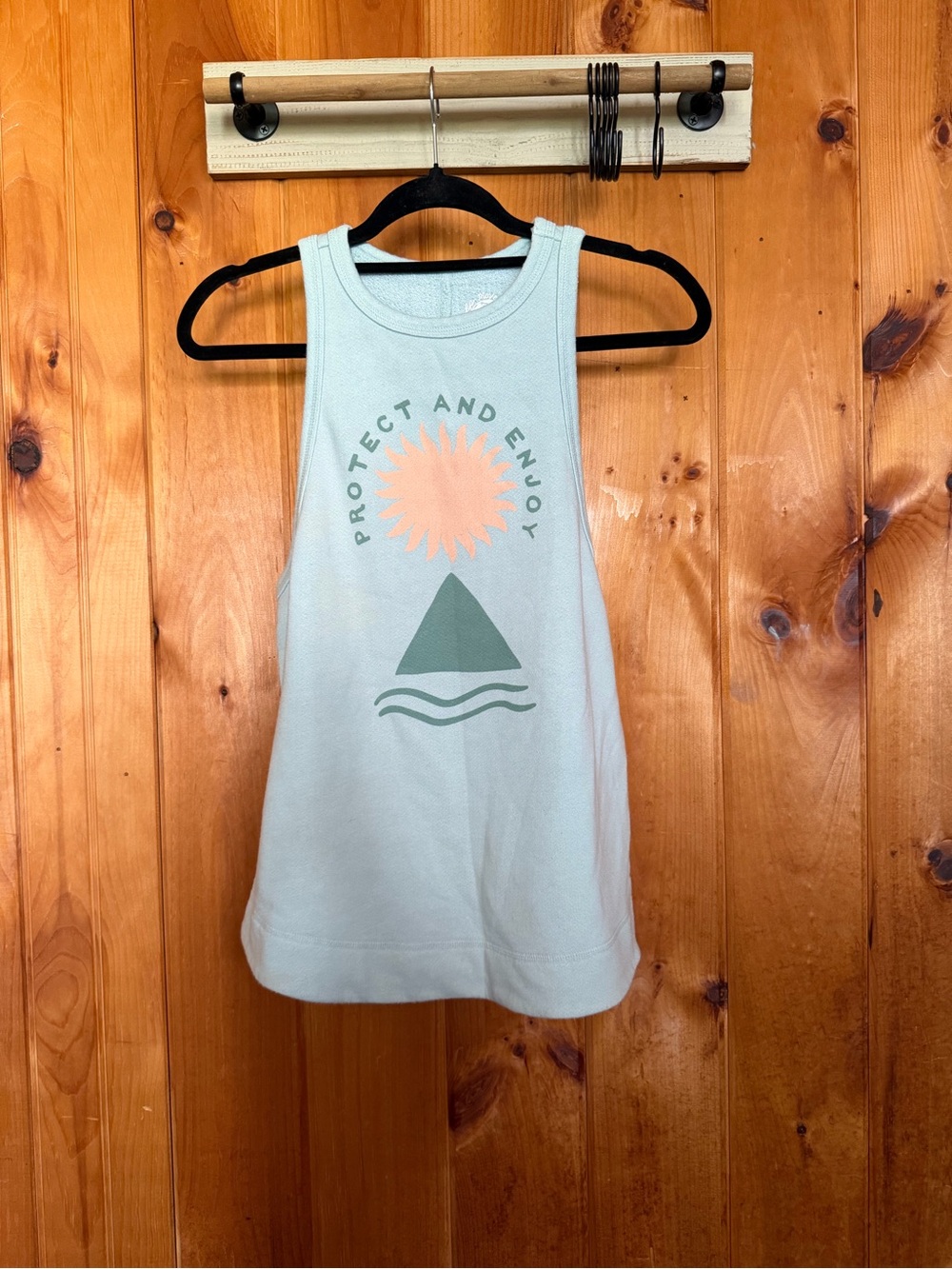 Free People Womens Sage Green Graphic Swim Tank with Sun and Wave